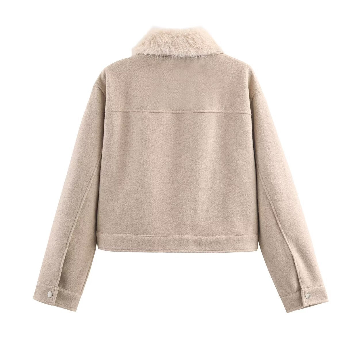 Two tone jacket with fur collar