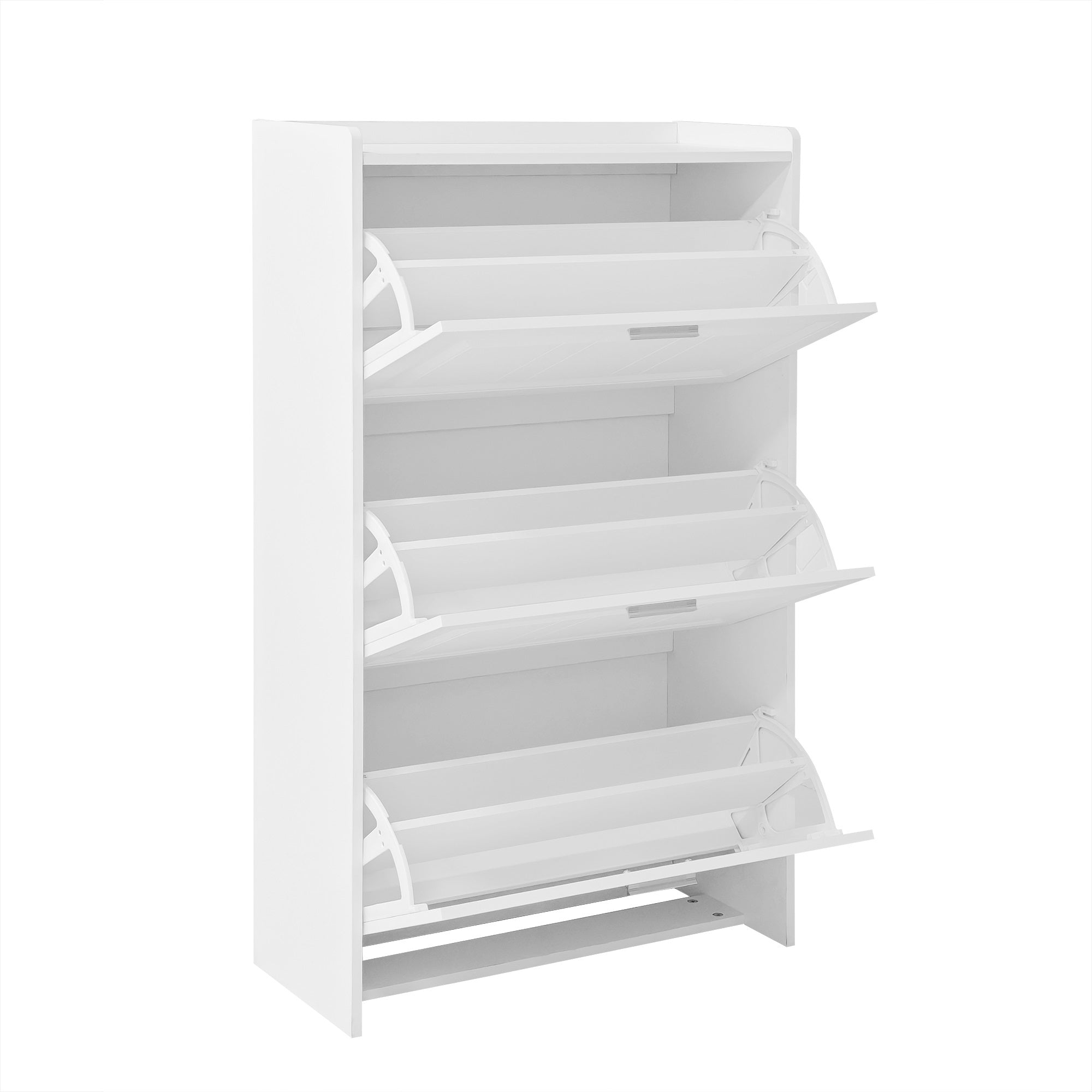 U-Can Shoe Storage Cabinet for Entryway with 3 Flip Drawers, Modern Shoe Organizer Cabinet, Free Standing Shoe Rack White