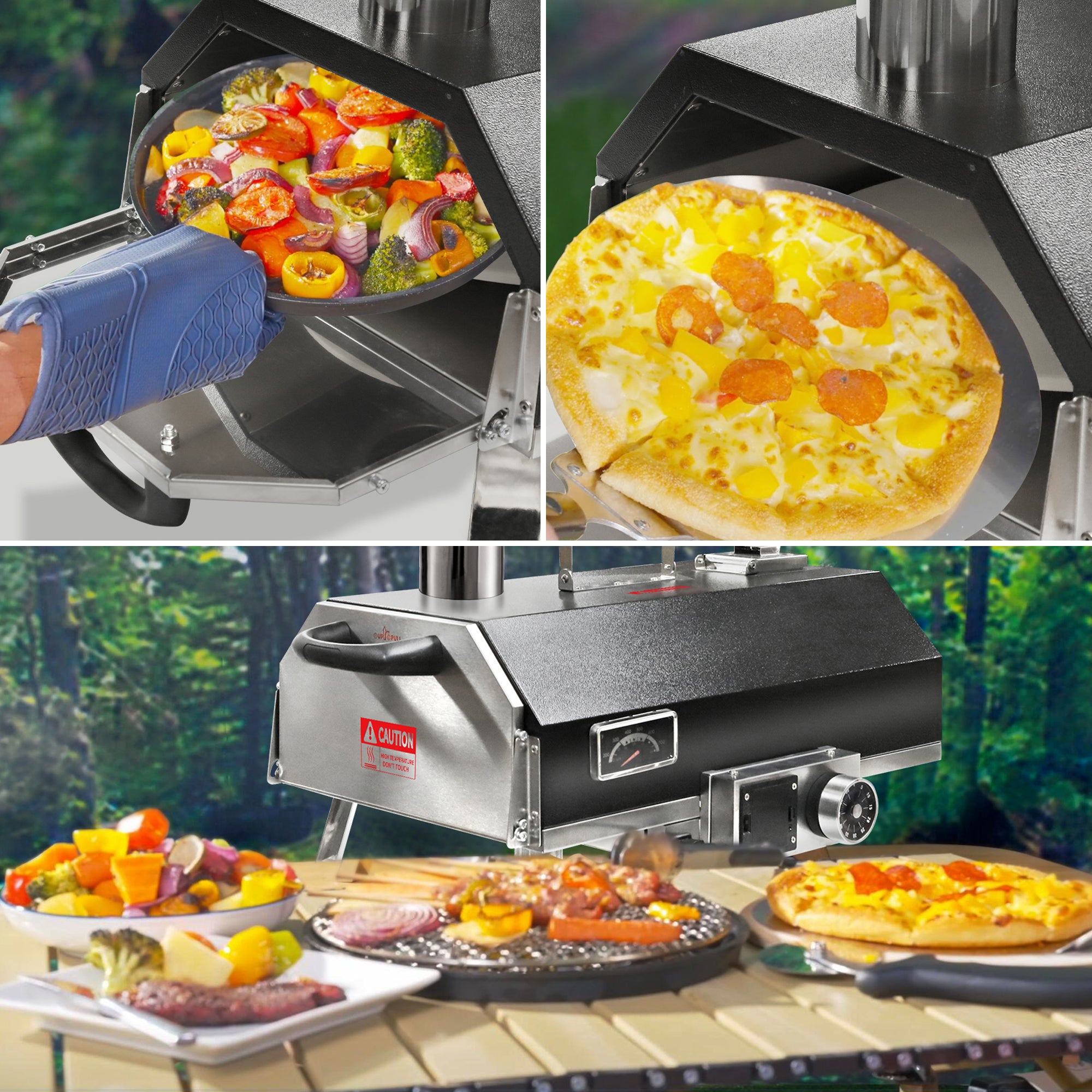 Black 12 Wood Fired Outdoor Pizza Oven - Portable Hard Wood Pellet Pizza Oven