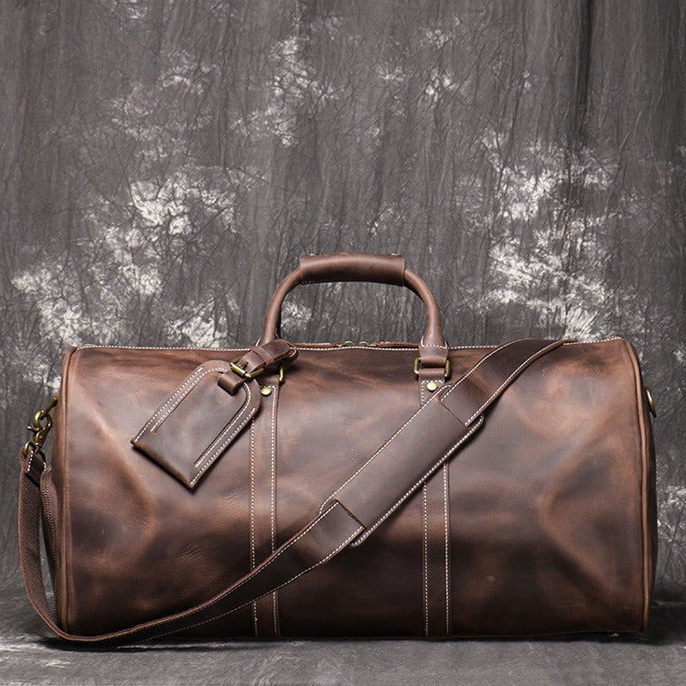 European and American retro men's genuine leather handbag travel bag women's crazy horse leather crossbody large luggage bag cowhide gym bag