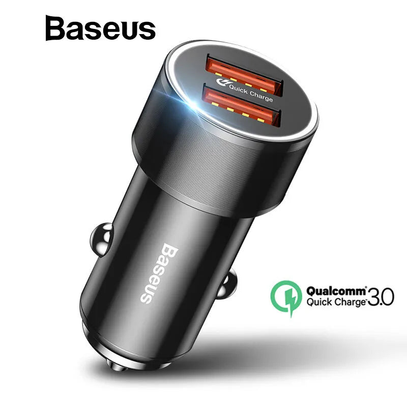 Baseus 36W Dual USB Quick Charge QC 3.0 Car Charger For iPhone USB Type-C PD Fast Charger Mobile Phone Quick Charger Car-Charger