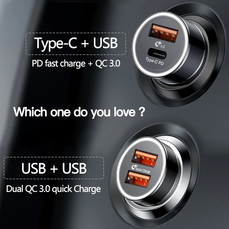 Baseus 36W Dual USB Quick Charge QC 3.0 Car Charger For iPhone USB Type-C PD Fast Charger Mobile Phone Quick Charger Car-Charger