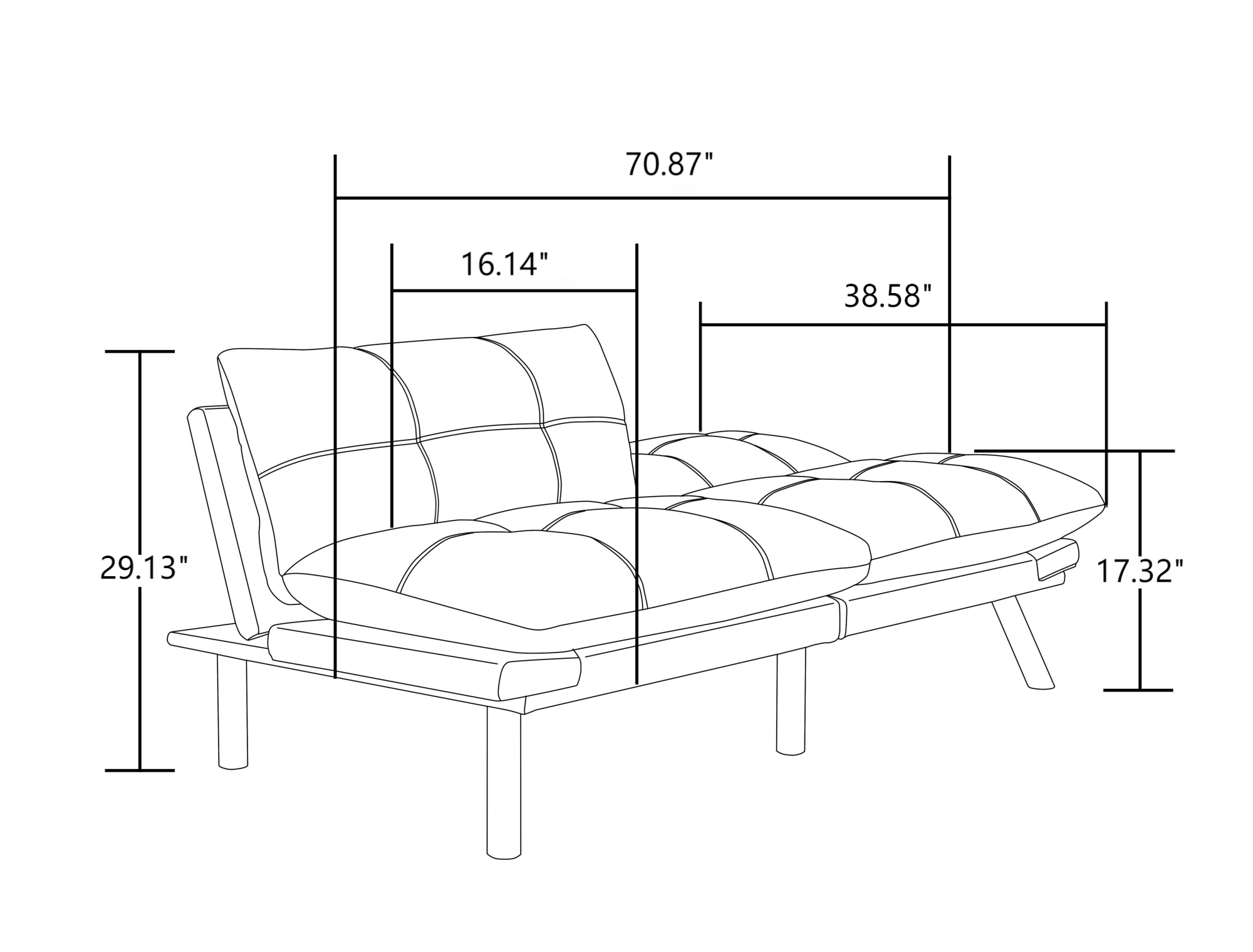 Leatehr Feeling Brown Convertible Folding Modern sofa Bed