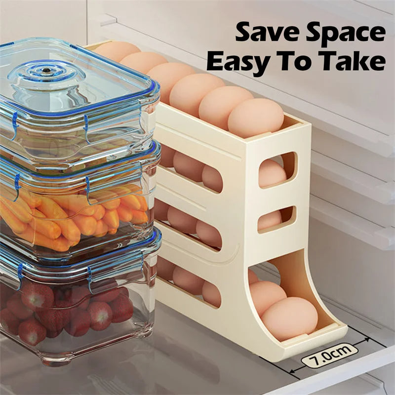 Refrigerator Egg Storage Box Automatic Scrolling Egg Holder Kitchen Large Capacity Dedicated Rolling Egg Storage Box for Kitchen