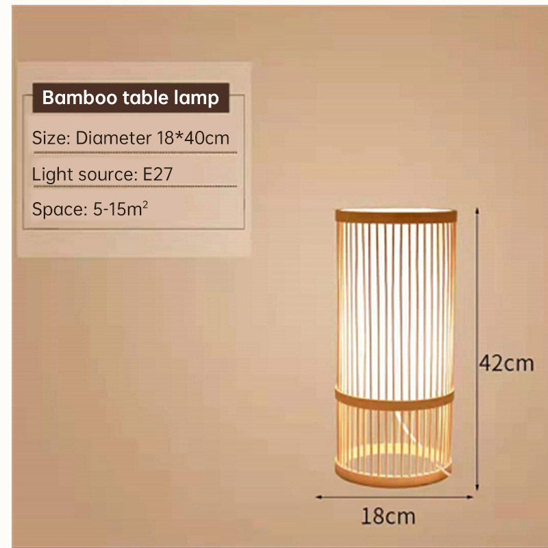 Japanese Zen Style Bamboo Woven Desk Lamp, Bedroom, Living Room, Tea Room, Hotel, Study, Bedside, New Chinese Style Desk Lamp