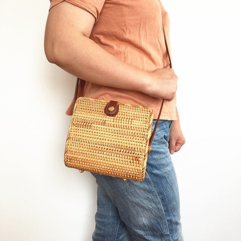 New Rattan Bag Ins rattan bag Women's Bag Diagonal Beach Bag Straw Women's Bag Shoulder Bag