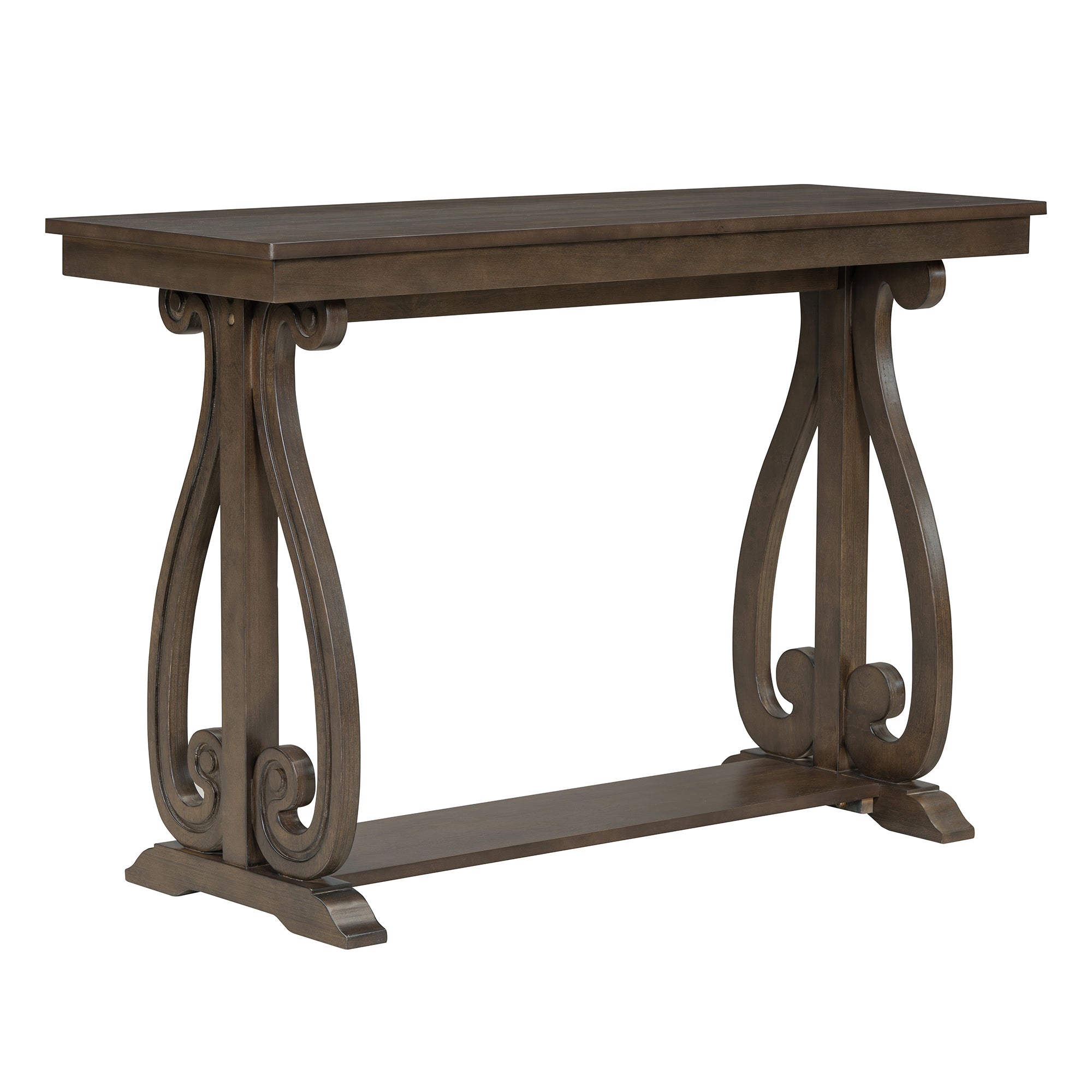 48-Inch Rustic Vintage Console Table --- Farmhouse Style Entryway Table with Open Shelf and Sturdy Construction (Walnut)