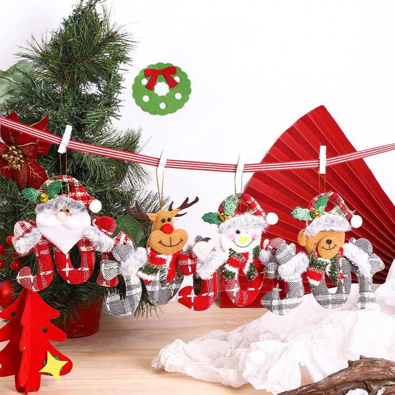 Christmas decorations Christmas tree ornaments elderly people snowmen elk teddy bears hanging decorations