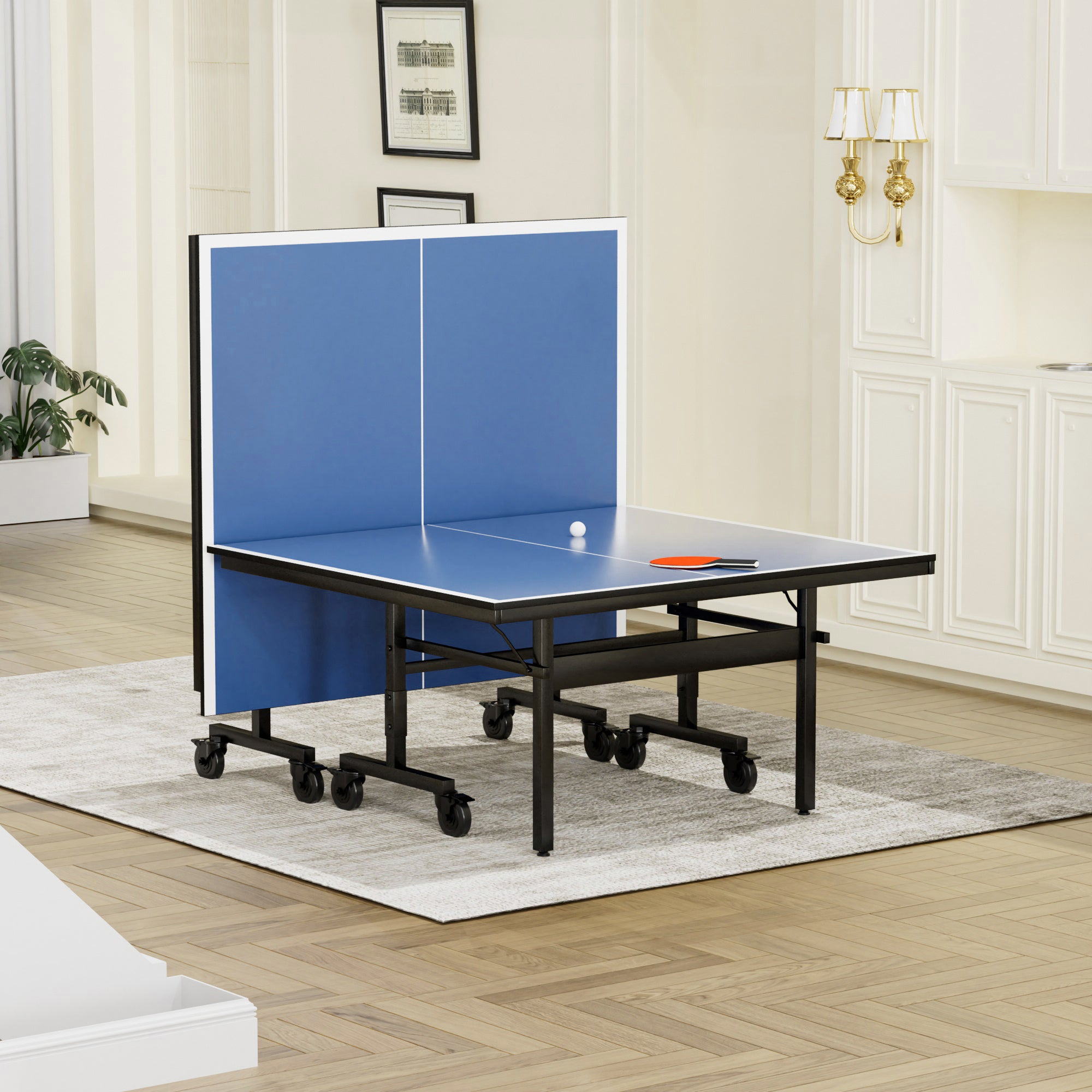 Table tennis 15mm professional MDF indoor table with table tennis net and racket 108 "x 60" x 30“