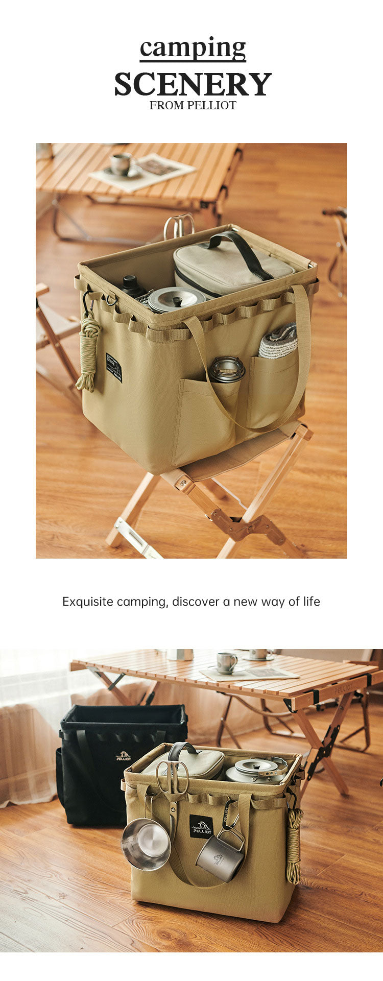 Outdoor Camping Portable Folding Storage Bag Equipment Tent Camping Cutlery Square Organizer Box