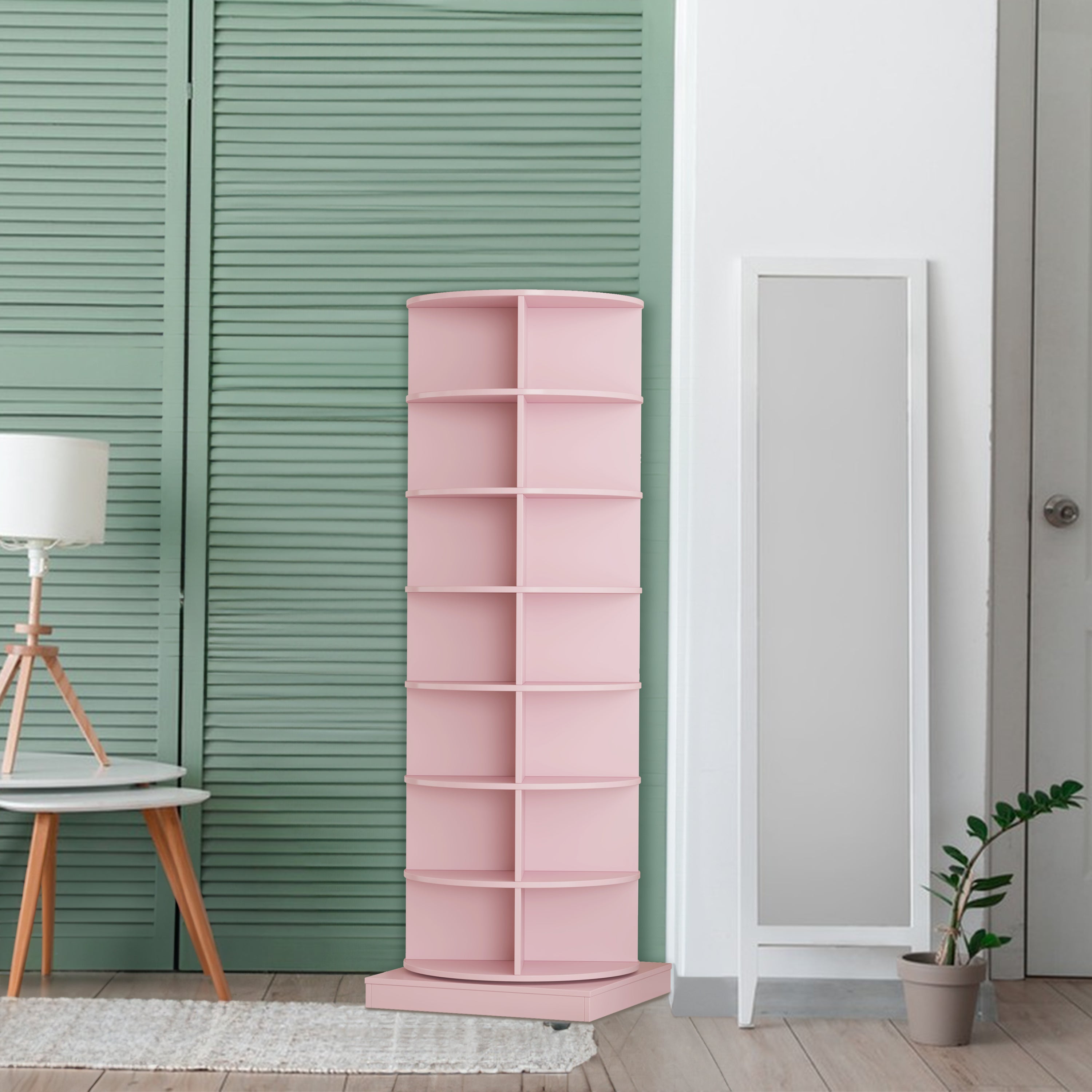 new 360 pink rotating shoe cabinet with 7 layers can accommodate up to 28 Paris shoes