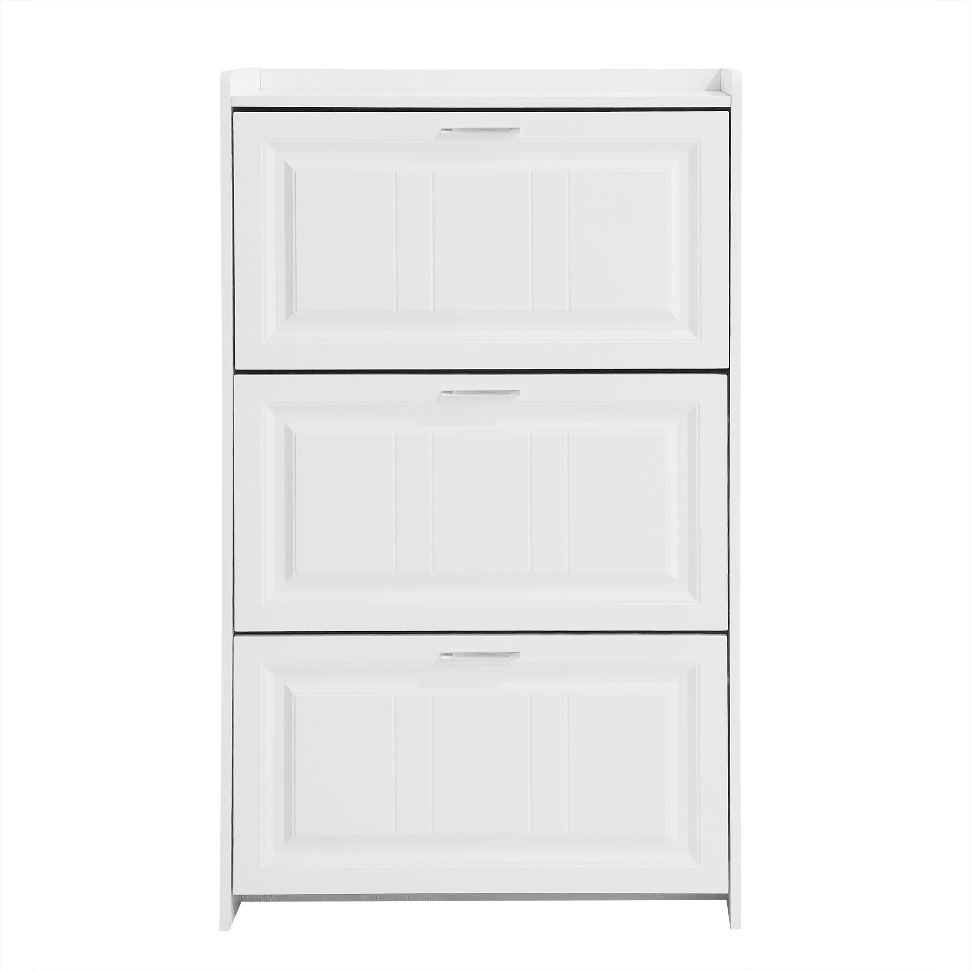 U-Can Shoe Storage Cabinet for Entryway with 3 Flip Drawers, Modern Shoe Organizer Cabinet, Free Standing Shoe Rack White