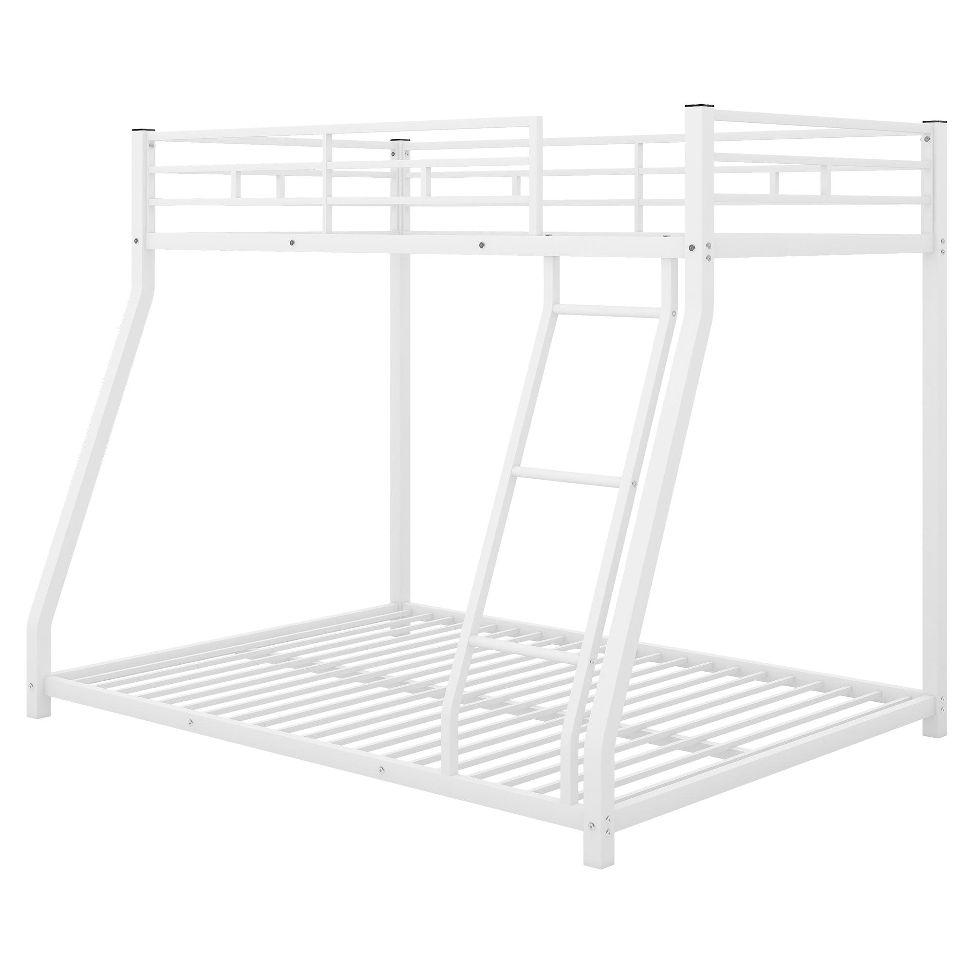 Metal Floor Bunk Bed  Twin over Full White