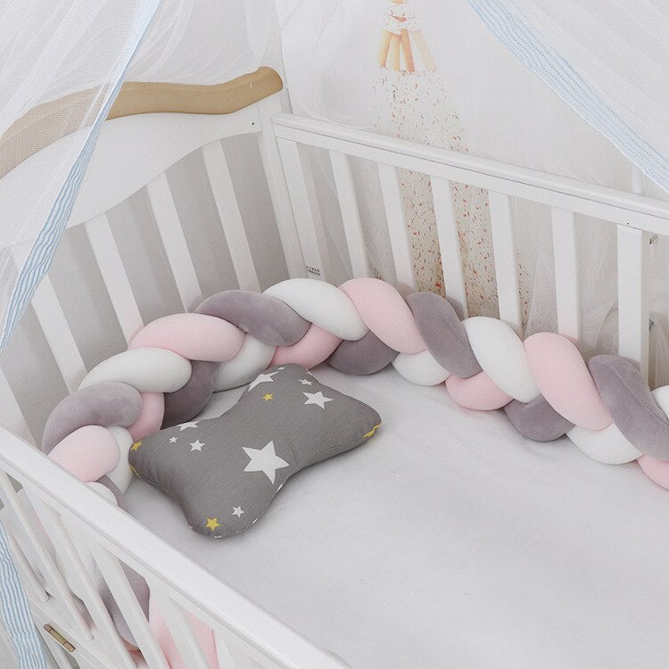 100cmBaby Bumper Bed Braid Knot Pillow Cushion Bumper for Infant Kids Crib Protector Cot Bumper Room Decor Anti-collision Bumper