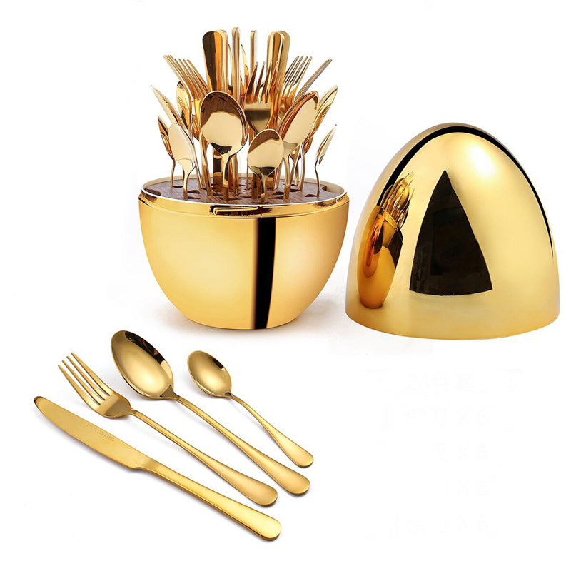 Cutlery Set Knife And Fork 24-Piece Egg-Shaped Western Food Set