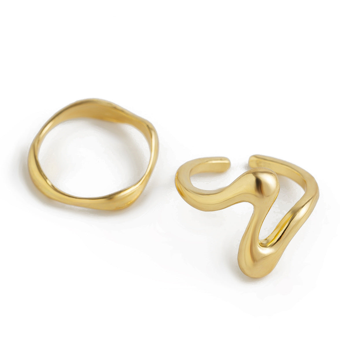 Internet celebrity Wind Wave Opening Stacked Ring Personality Irregular Alloy Ring Female