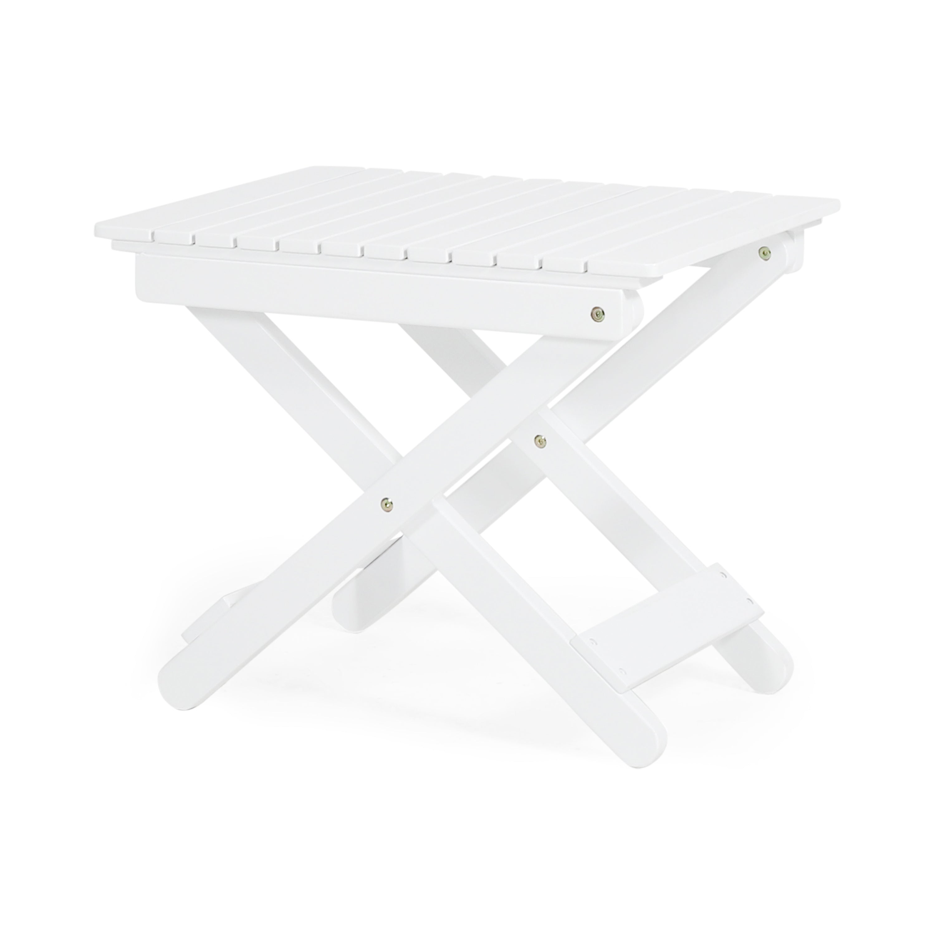 Outdoor Folding Wooden Side Table, White, 15"D x 22.75"W x 18.25"H