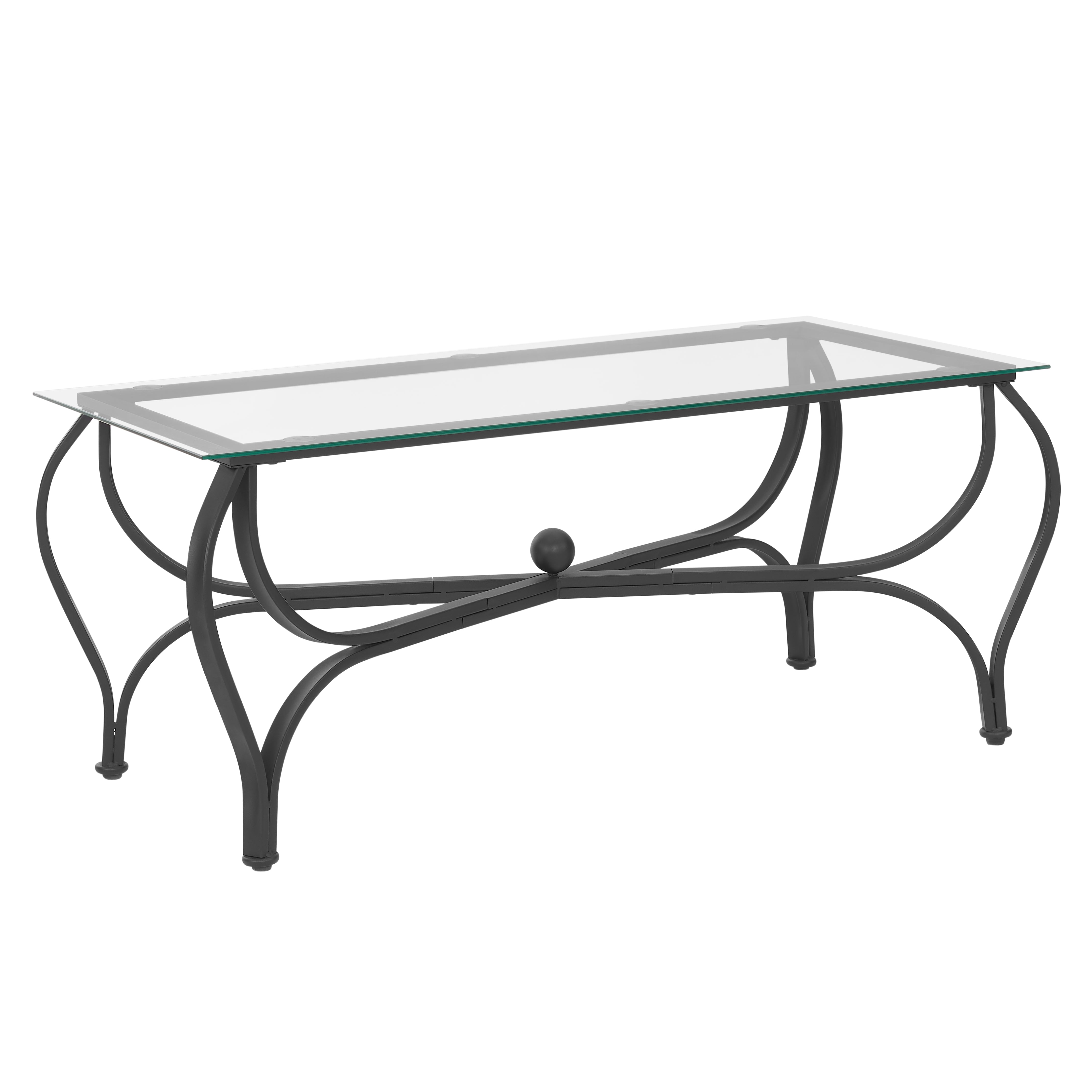 Tempered glass surface 3-piece coffee table decoration rectangular coffee table with 2 square end tables (country black)