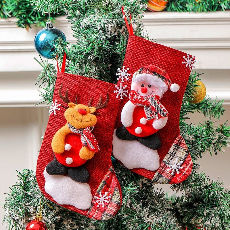 Christmas Socks Candy Gift Bag Large Santa Claus Snowman Elk Socks Gift Bag Christmas Decorations