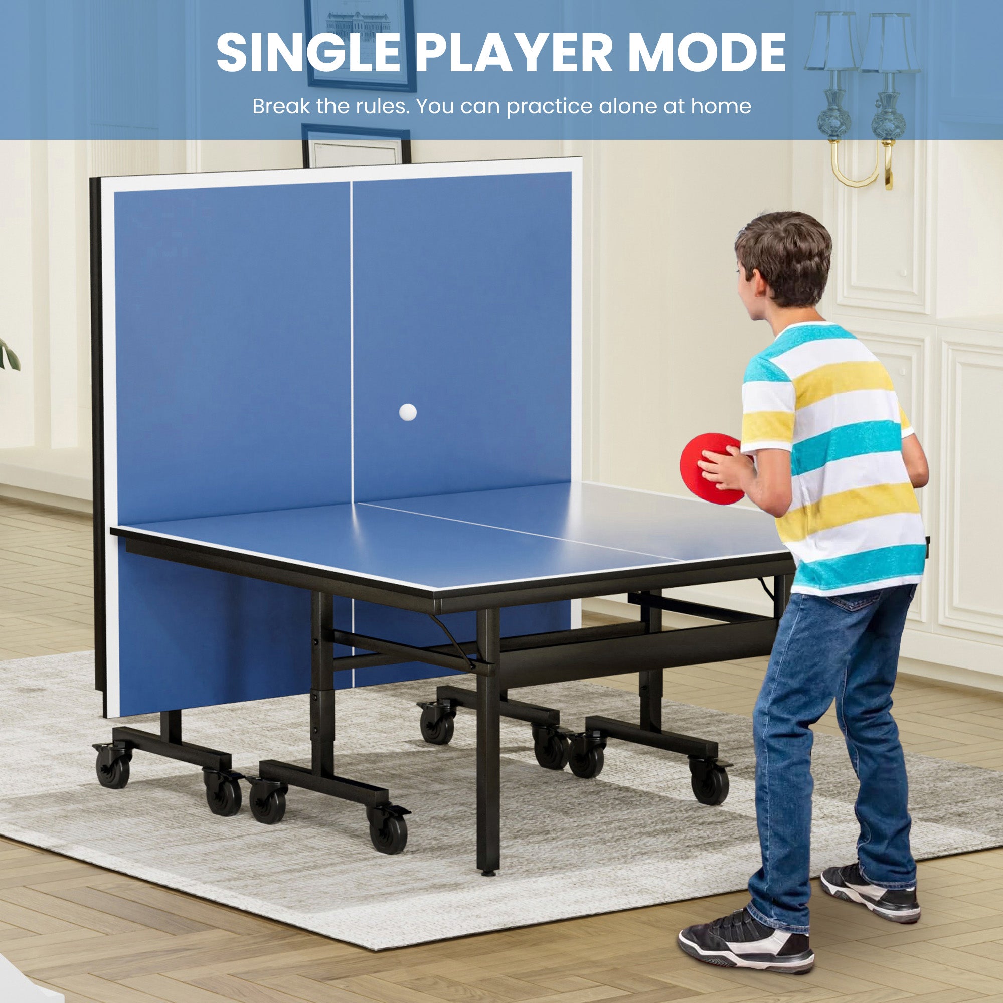 Table tennis 15mm professional MDF indoor table with table tennis net and racket 108 "x 60" x 30“