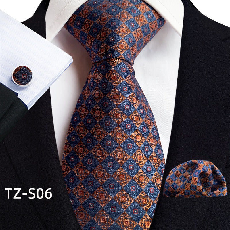 Paisley waist flower men's tie pocket towel cuff three piece set