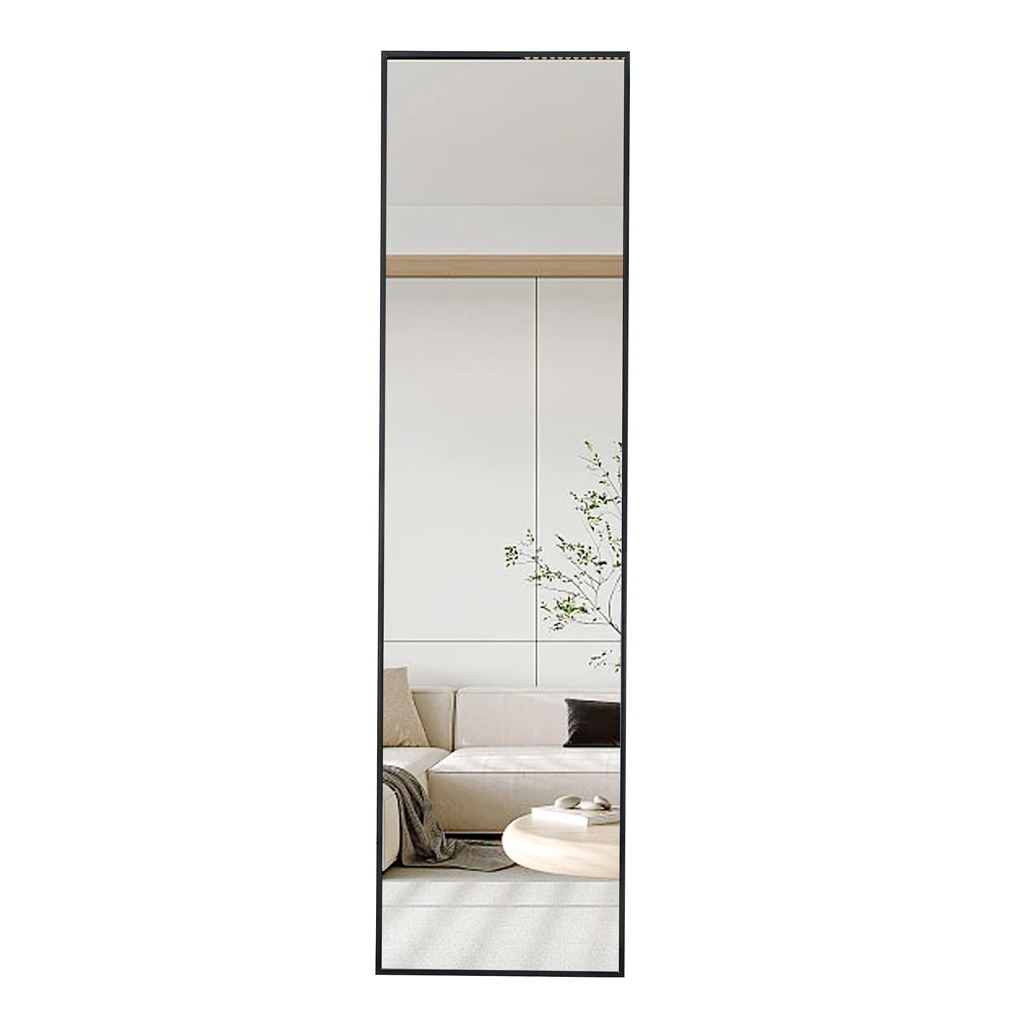 Aluminum alloy metal frame wall mounted full-length mirror black 65 * 23“