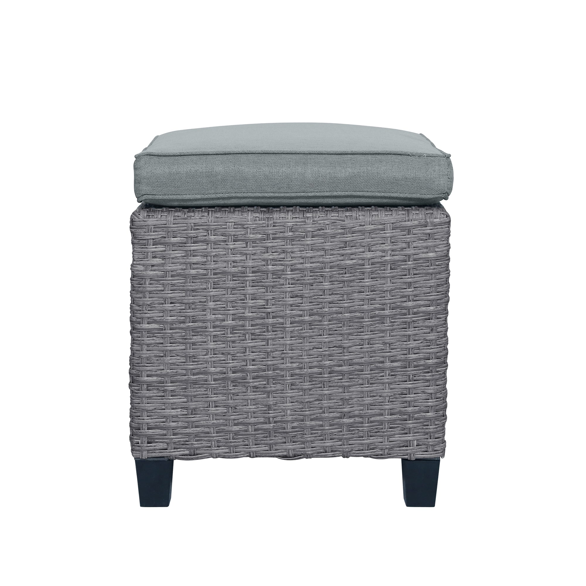 TOPMAX 6-piece outdoor rattan wicker set chair, stool, and table (gray rattan+gray mat)