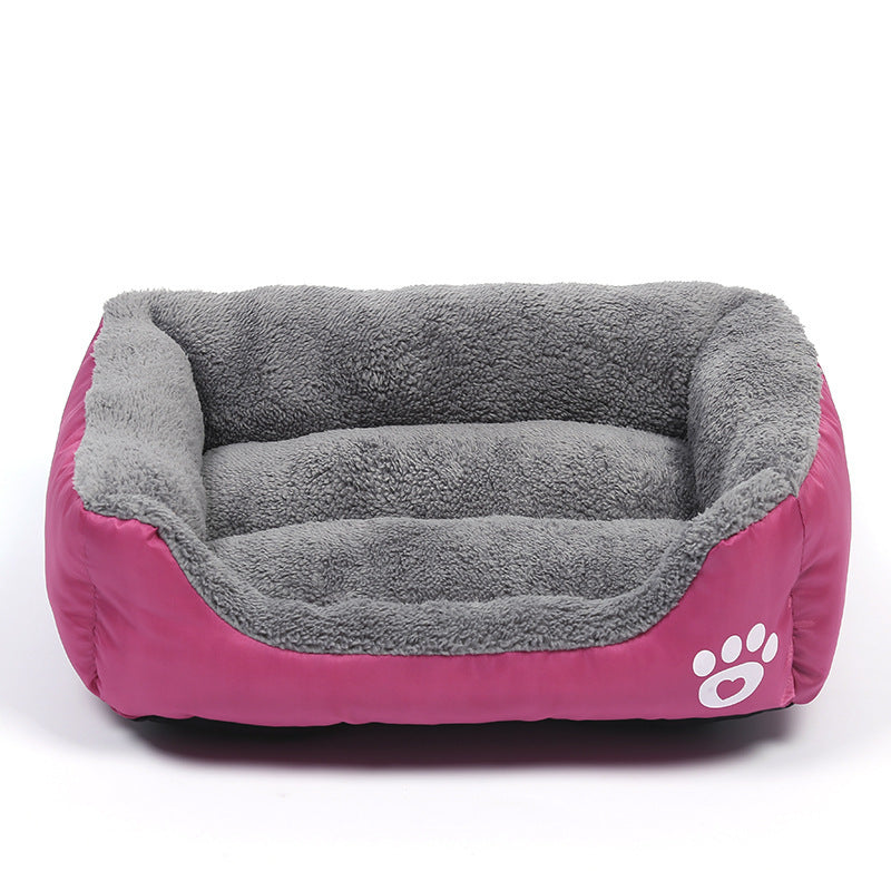 New, soft, and cozy fleece pet bed. Waterproof bottom. Suitable for small, medium & large pets. Keeps pets warm.