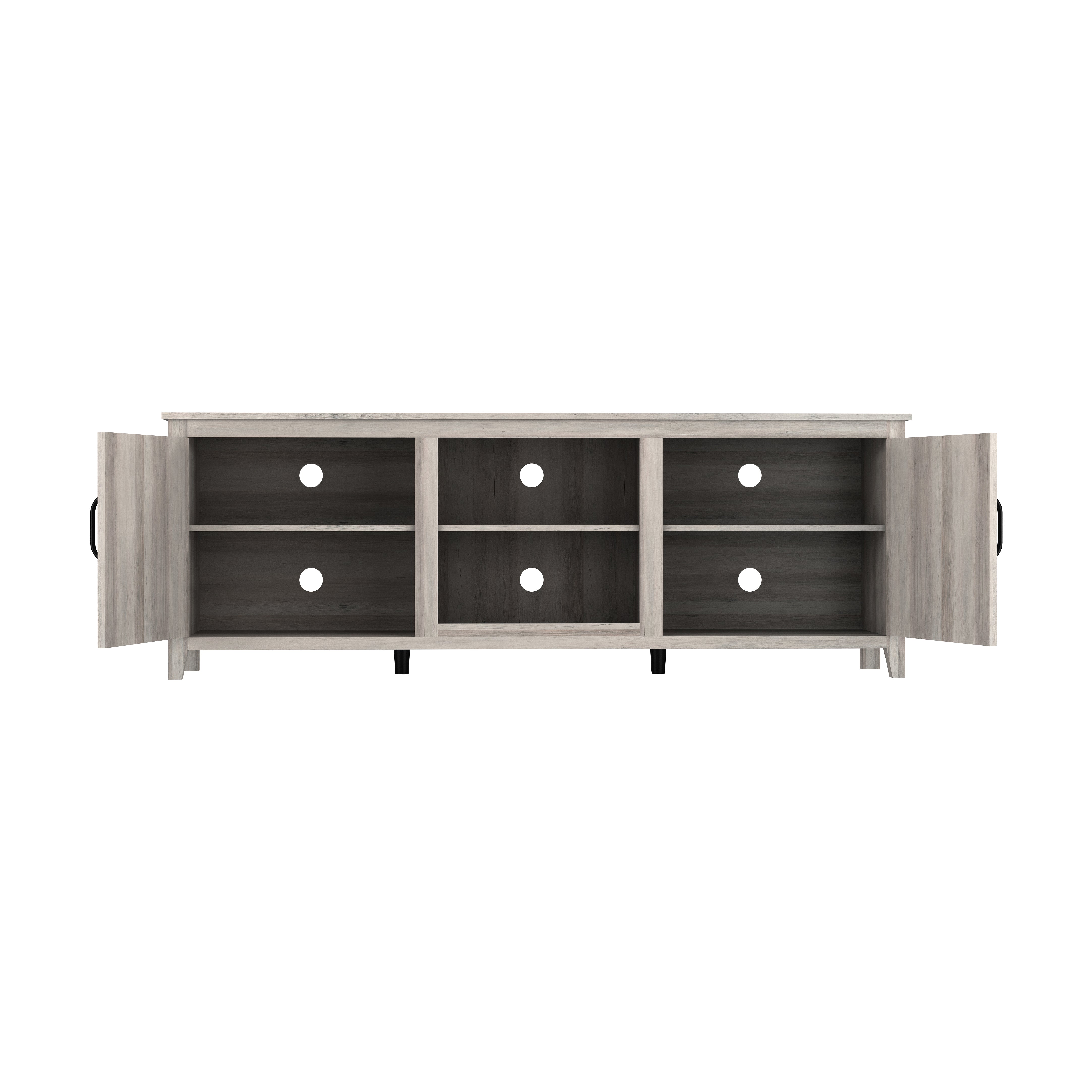 TV Stand Storage Media Console Entertainment Center With Two Doors Grey Walnut