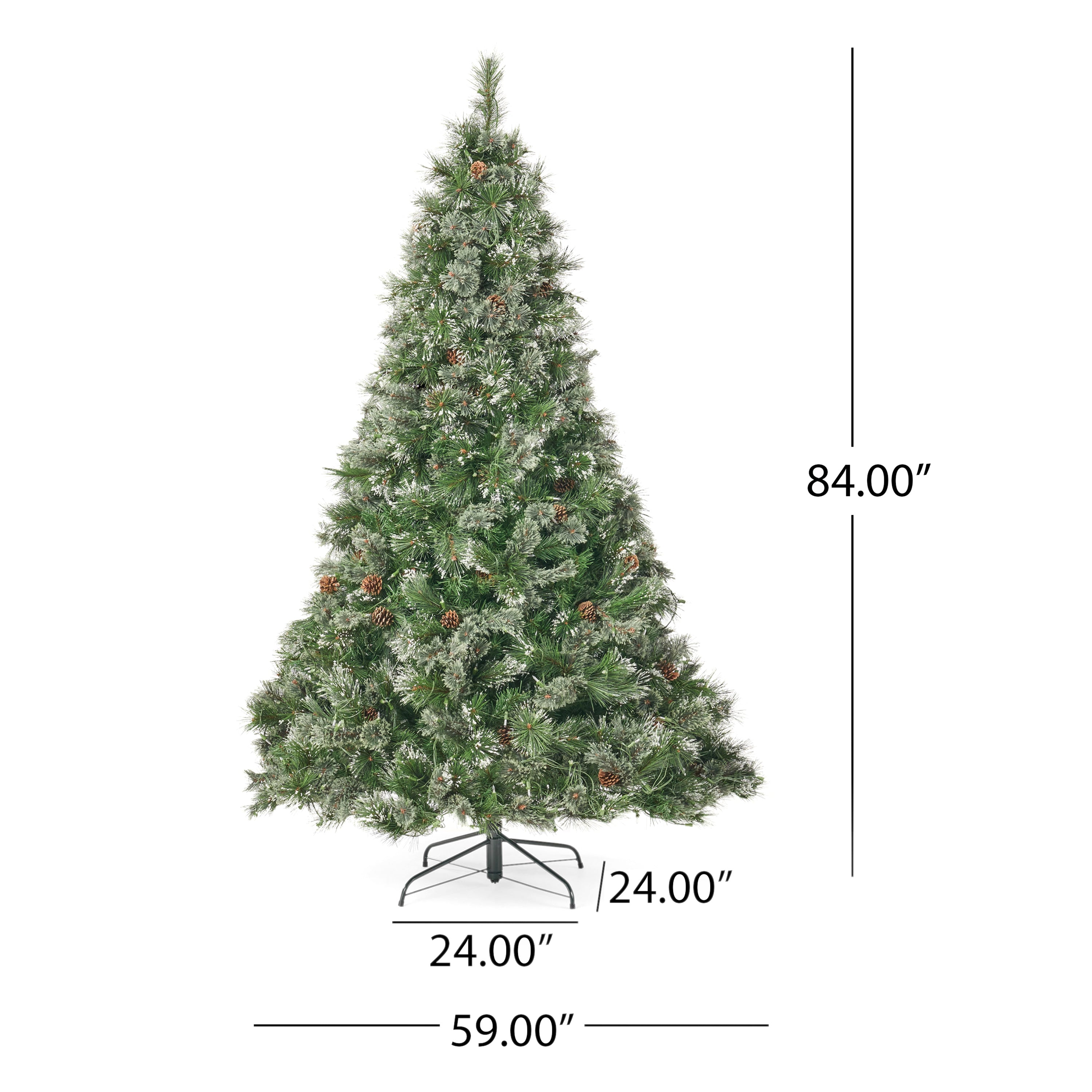 7' Cashmere and Snow Bristle Mixed Tree with 75Pine Cones and 900 led Lights-UL,1233tips,Dia:59