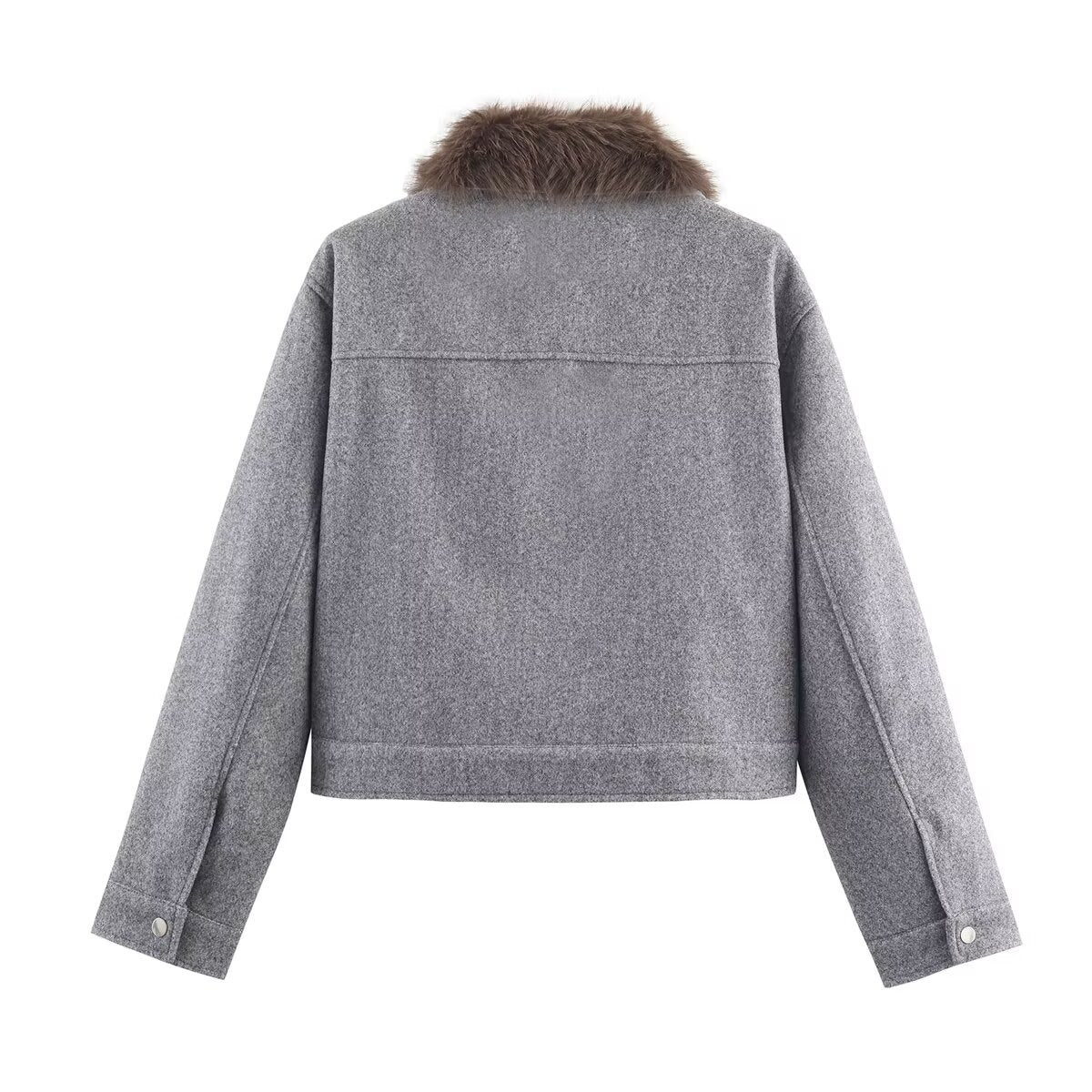 Two tone jacket with fur collar