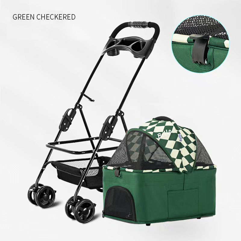 Walk The Dog Pet Stroller Teddy Dog Four Wheel Wan fold To The Stacked Stroller Cats Can Be Separated From The Stroller