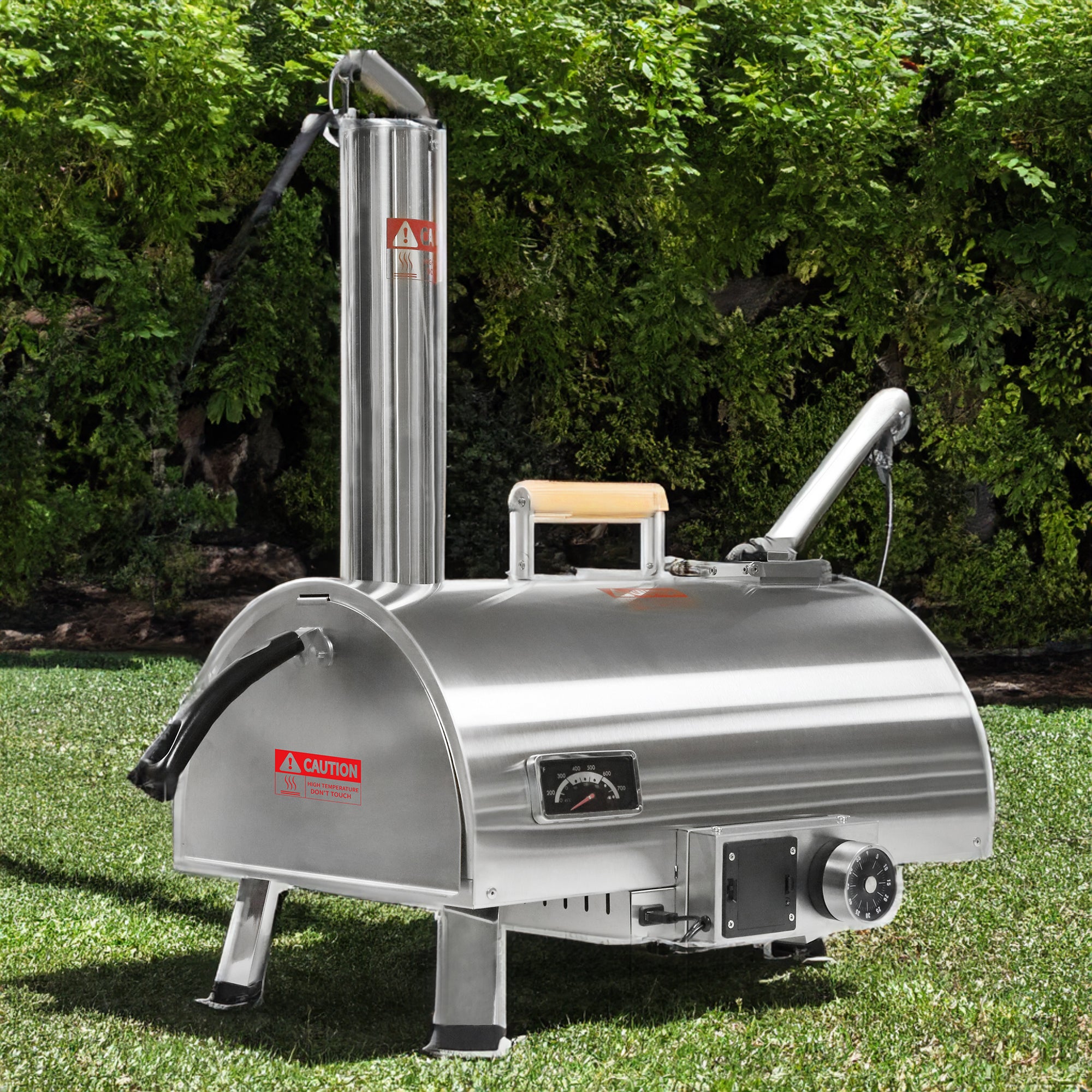 Pizza Oven Outdoor 12" Automatic Rotatable Pizza Ovens Portable Stainless Steel Wood Fired Pizza