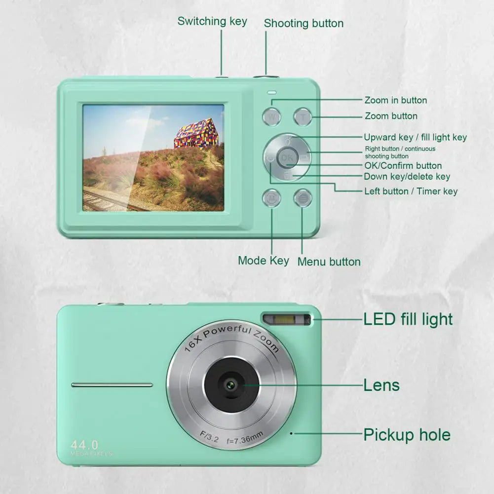 FHD 1080P Digital Camera  Compact Portable Digital Camera for Photography for Kid Adult Camcorder Camera