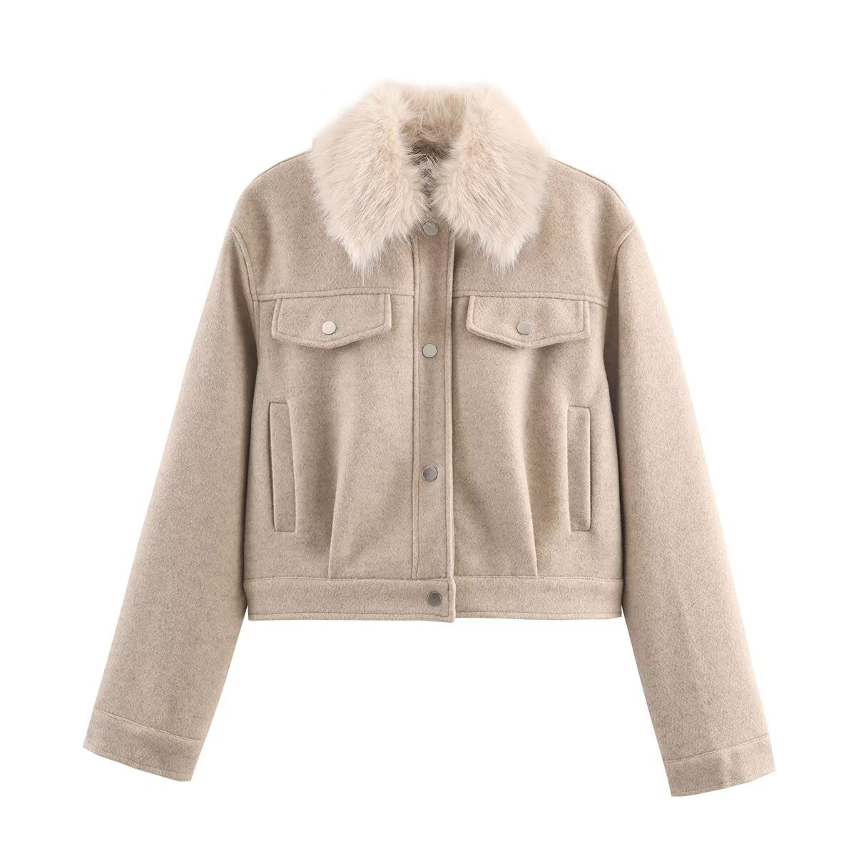 Two tone jacket with fur collar