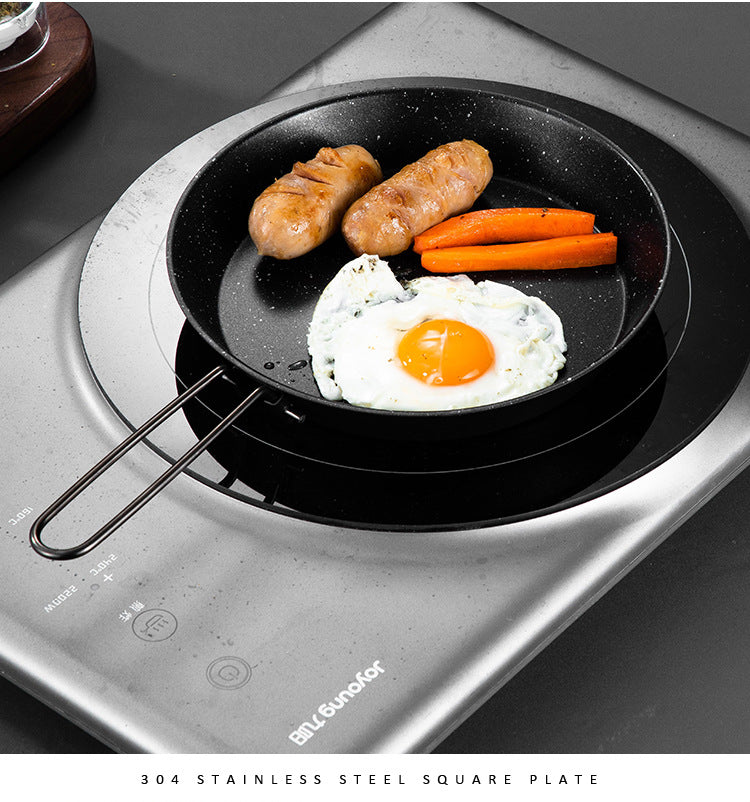 Stainless steel folding handle frying pan outdoor non stick folding fry pan frying pan