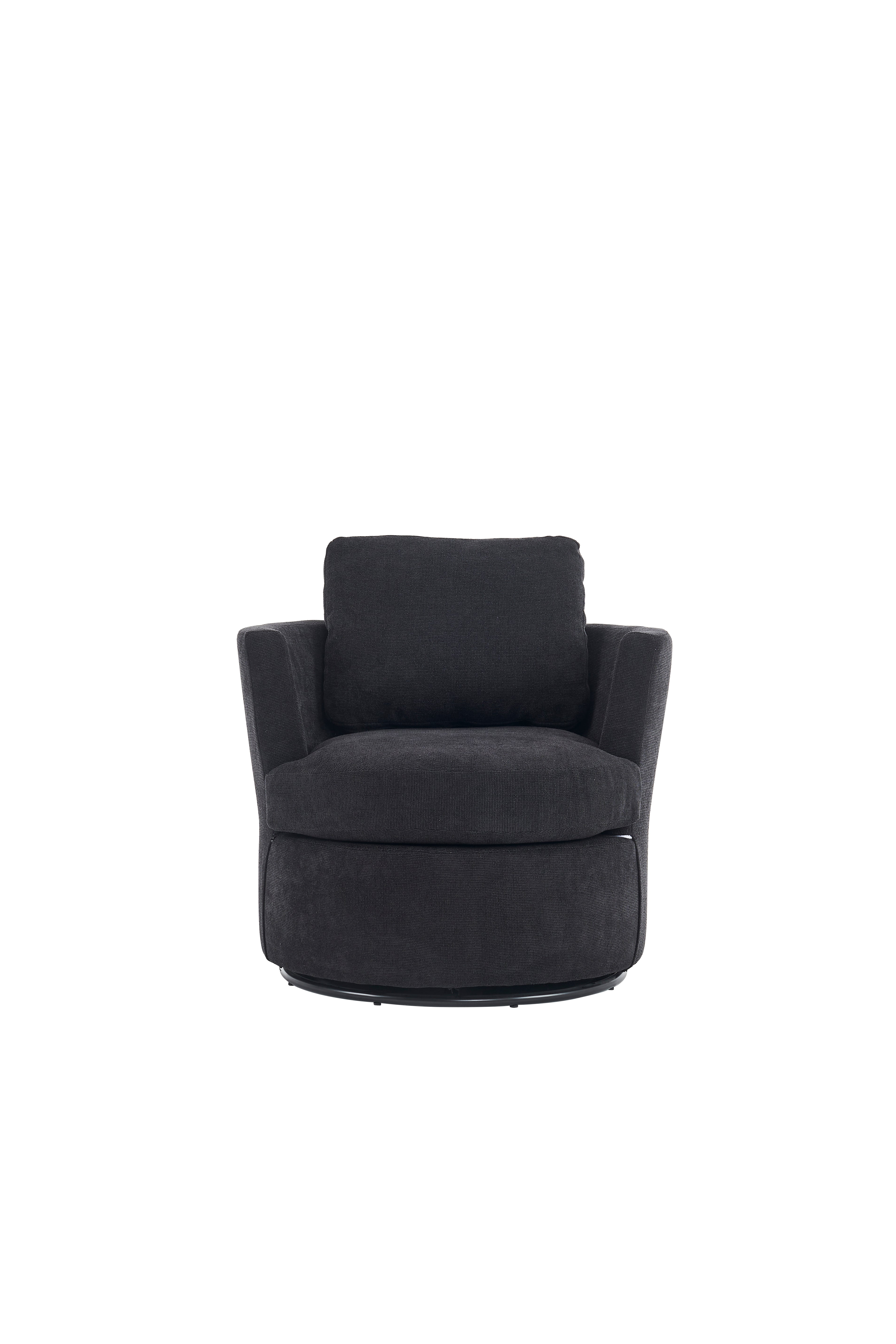 Rotating bucket chair living room comfortable circular sofa chair 360 degree rotating bucket chair armchair (black)