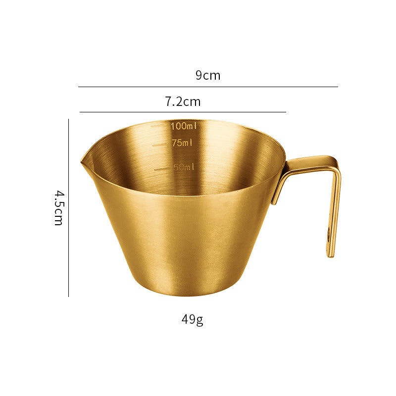 304 Stainless Steel Espresso Measuring Cup Small 100ml Espresso Shot Cup Dishwasher Safe V-Shaped Mouth