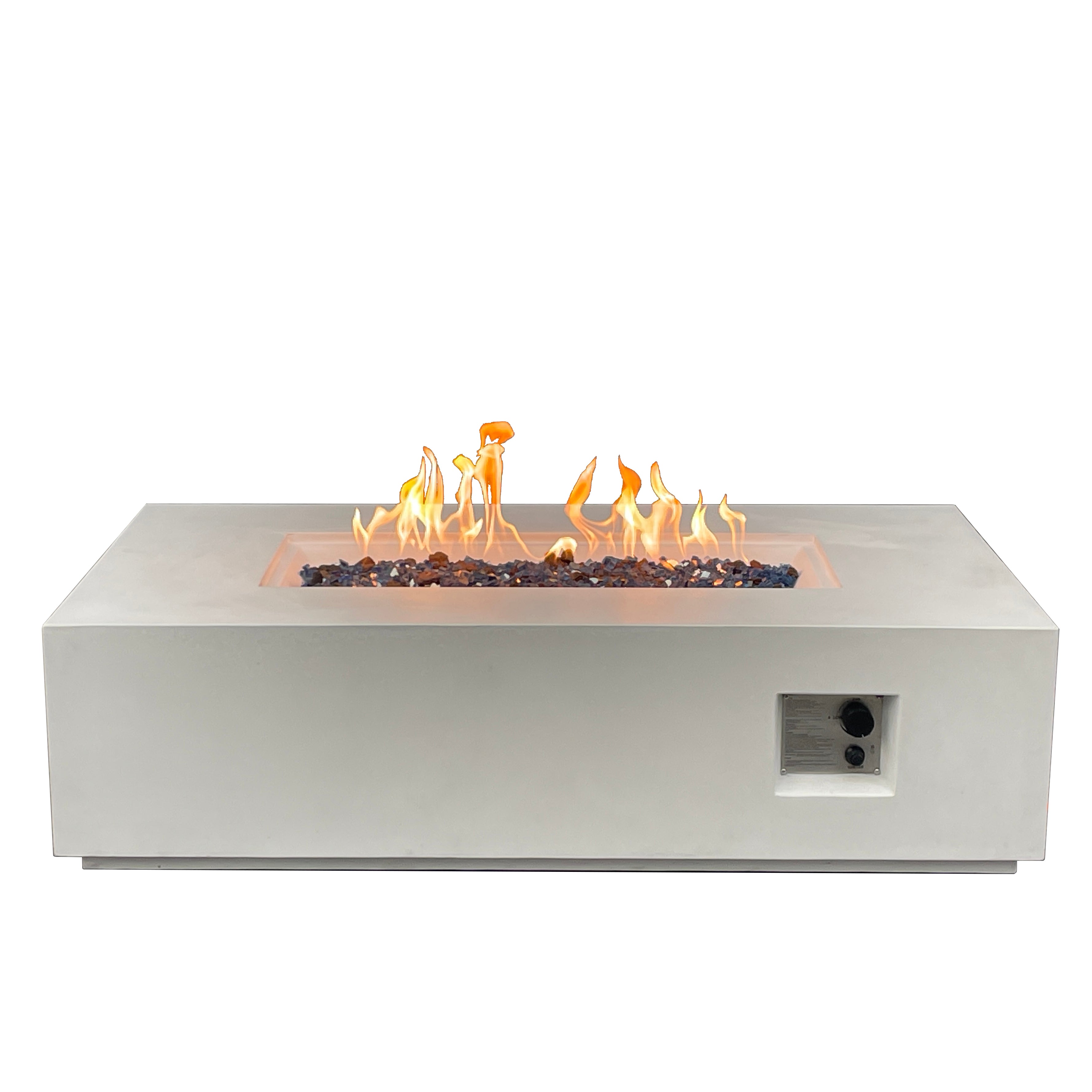 52 Inch Outdoor Concrete Propane gas rectangle Fire Pit table in Antique white color