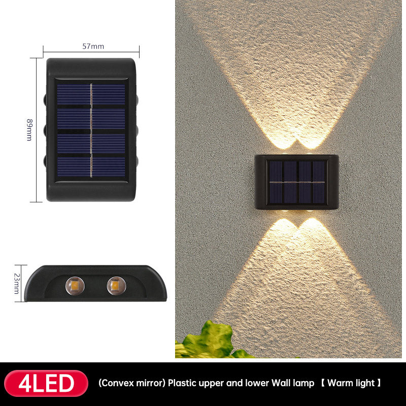 Solar Dual Head Wall Lamp, Outdoor Courtyard Lamp, Waterproof, Outdoor Upper and Lower Emitting Wall Courtyard Lamp