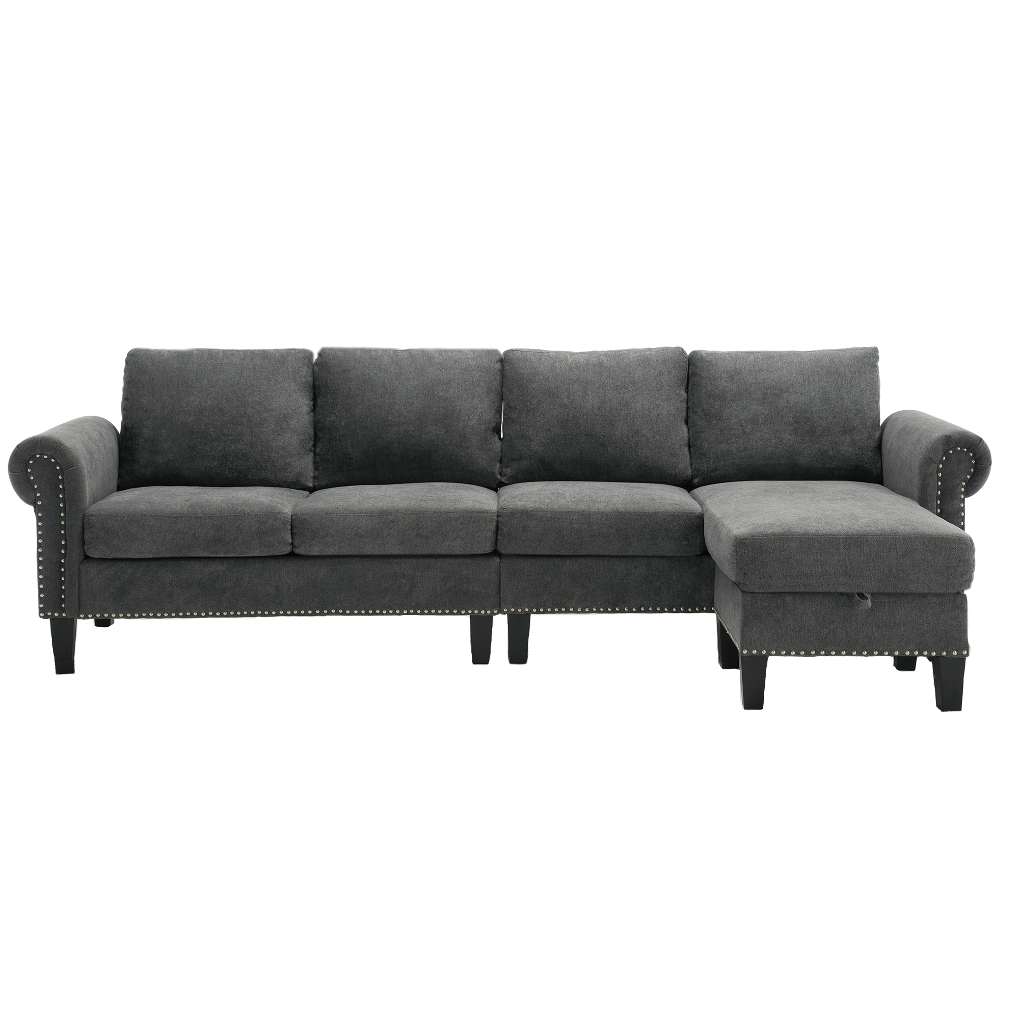 Convertible Sectional Sofa with Storage,L-shaped sofa Modern Linen Fabric Sectional Couches for Living Room,Gray