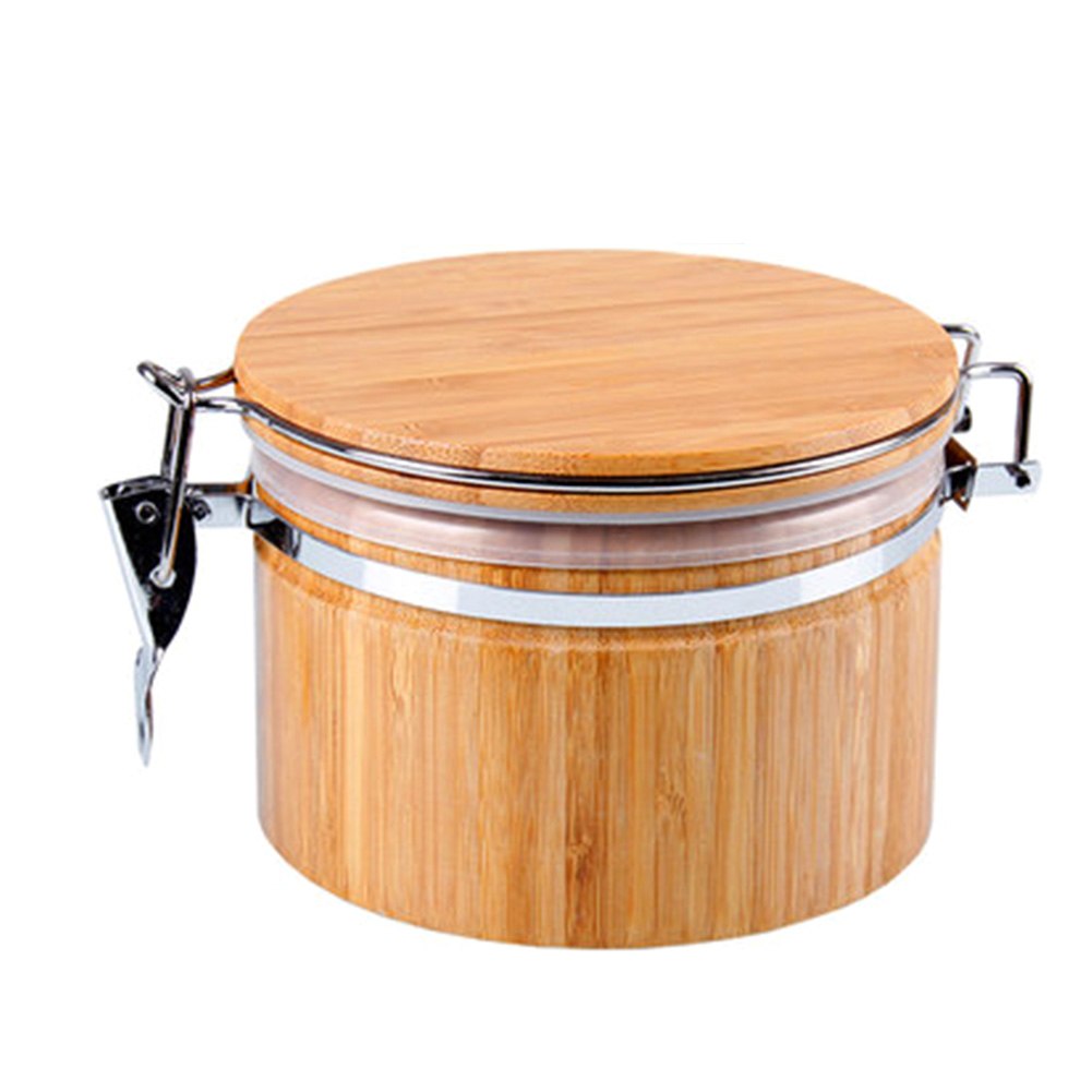 Tank Food Spice Sealed Kitchen Storage Jar Tea Round Lid Nuts Cans Container Bamboo Grains