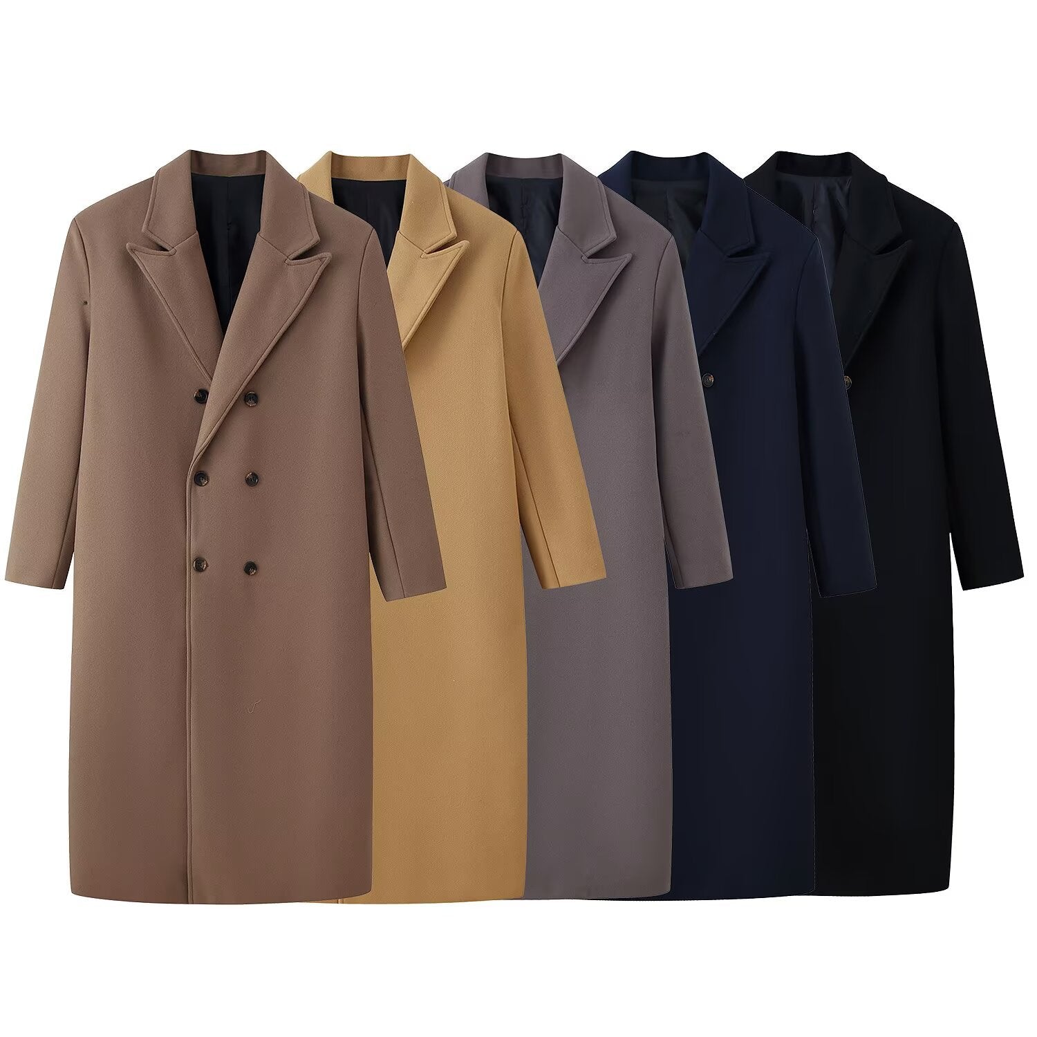 Double breasted long coat woolen jacket