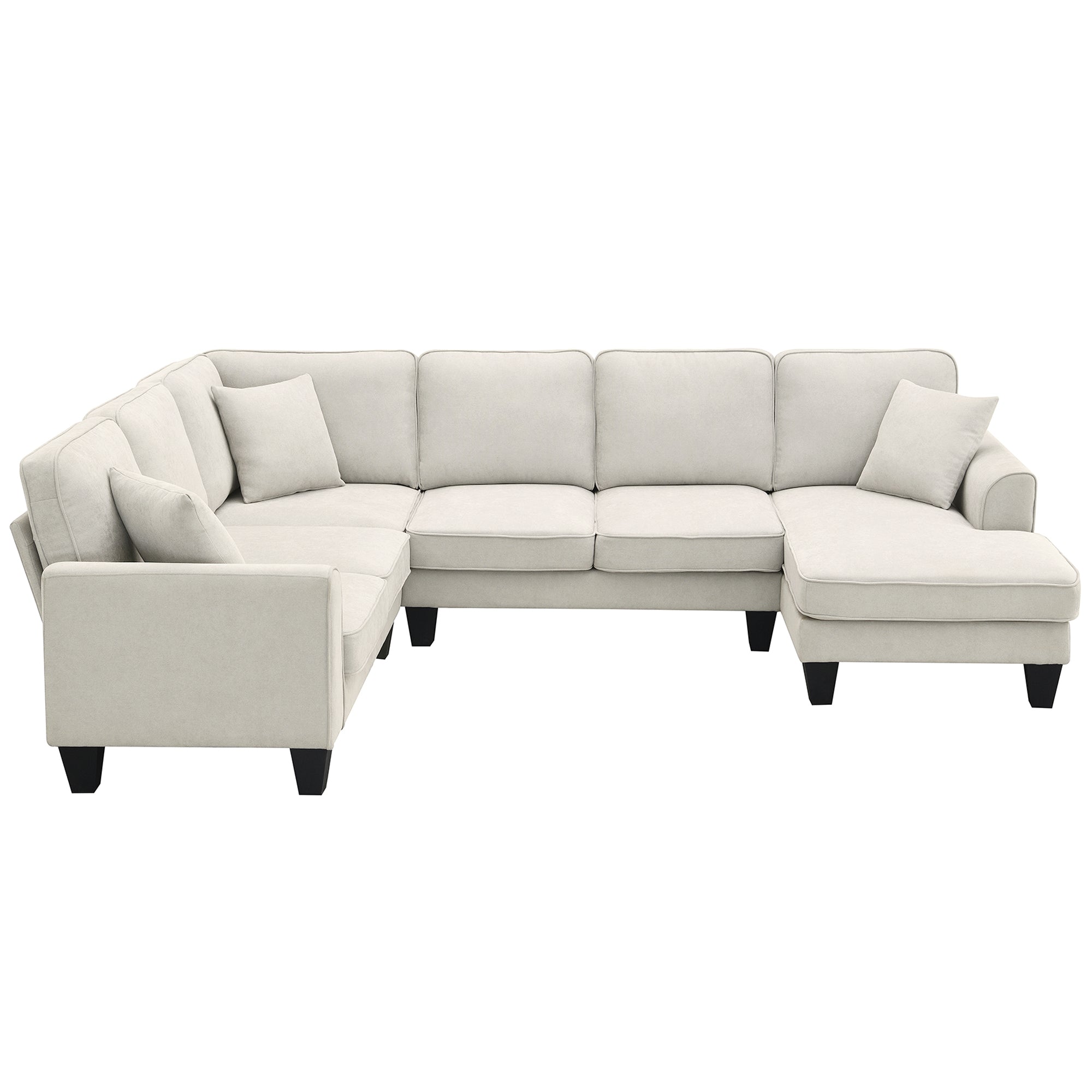 [VIDEO provided] [New] 108*85.5" Modern U Shape Sectional Sofa 7 Seat Fabric Sectional Sofa Set