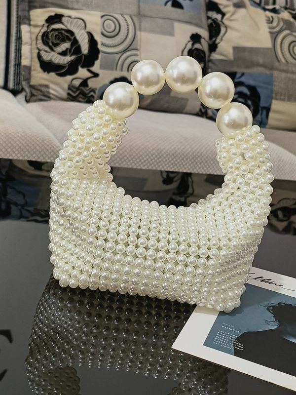 Handwoven dinner bag, beaded bag, large pearl bag, internet celebrity new summer handbag