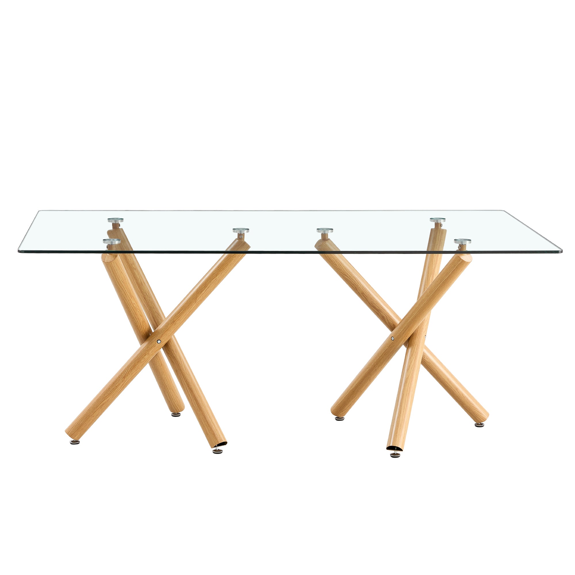 Large Modern Minimalist Rectangular Glass Dining Table for 6-8