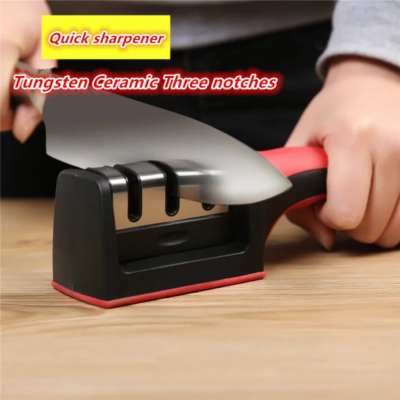 Knife Sharpener Quick Sharpener Professional 3 Stages Sharpener Knife Grinder Non-Slip Silicone Rubber