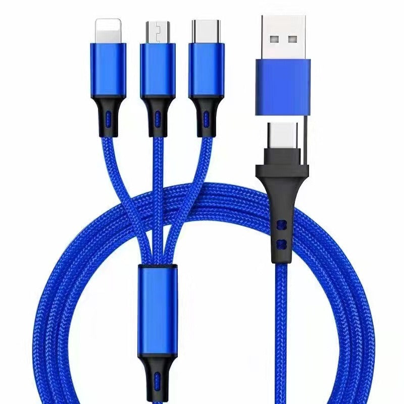 PD two to three 1.2-meter data cable TYPEC revolving three in one car phone charging cable