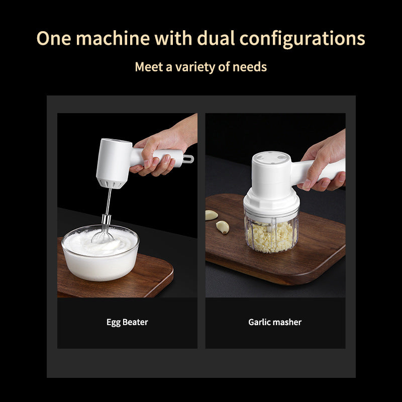Wireless Portable Electric Meat Grinder Garlic Masher Multi-Function Meat Grinder Double Stick Egg Beater