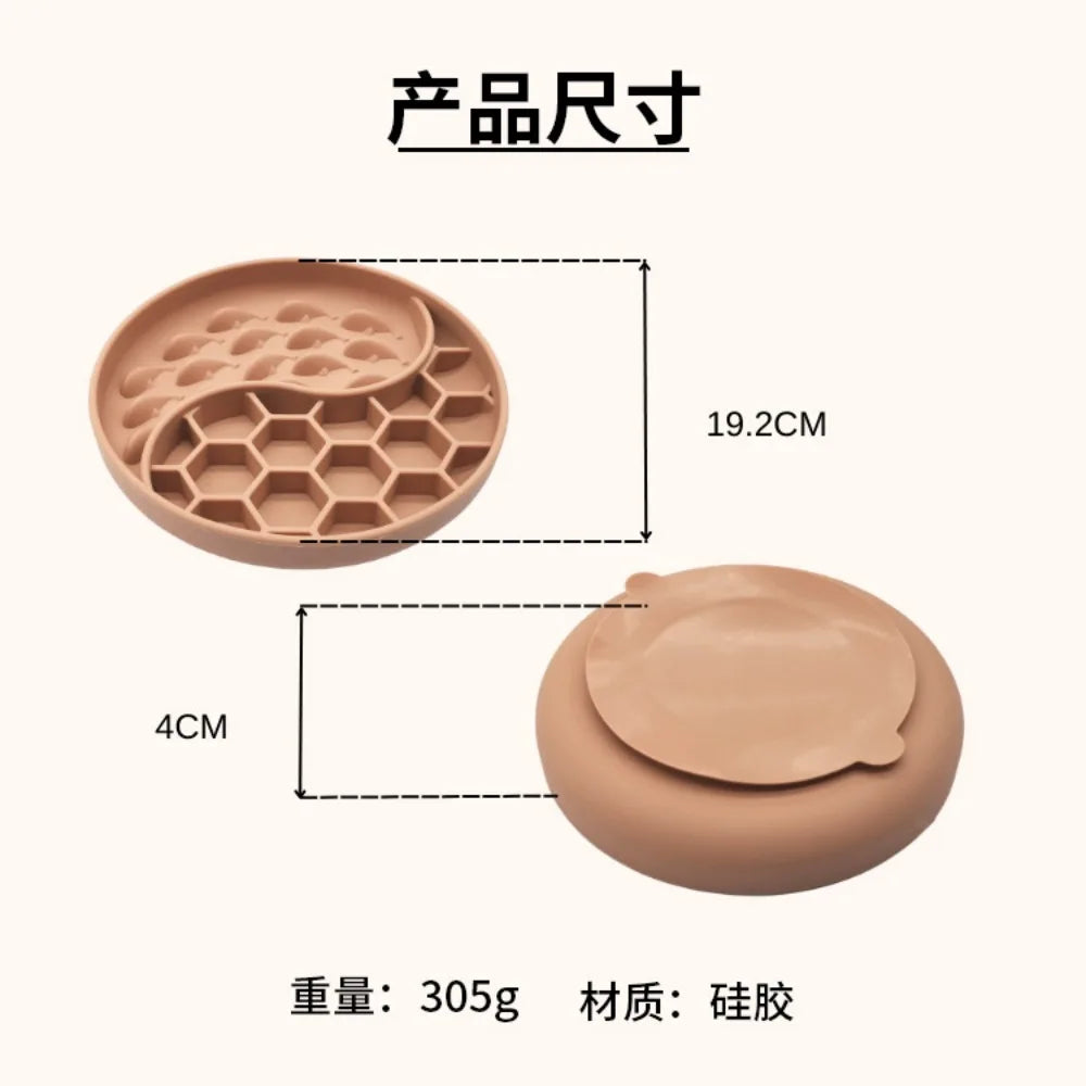 High Temperature Resistant Silicone Dog Food Bowl New Product 2-partition Slow Food Honeycomb Silicone Dog Bowl